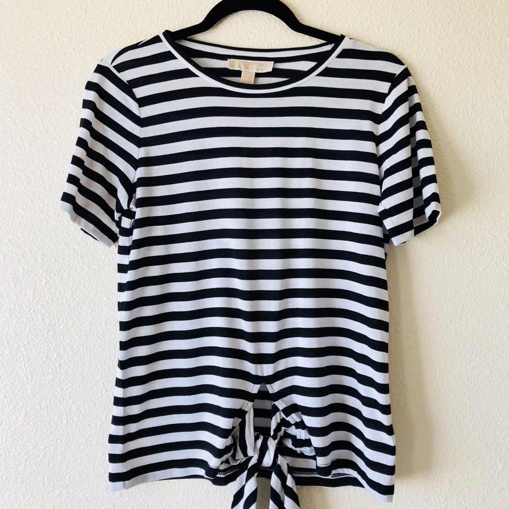 MICHAEl Michael Kors Navy Stripe Front-Tie Top - Picture 2 of 8